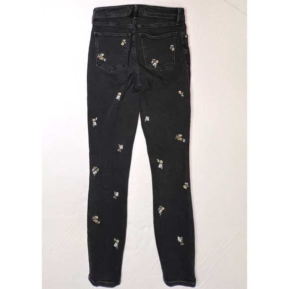 Abercrombie & Fitch Black Embroidered High Rise Skinny Ankle Jean 26/2 Long - Picture 1 of 11
